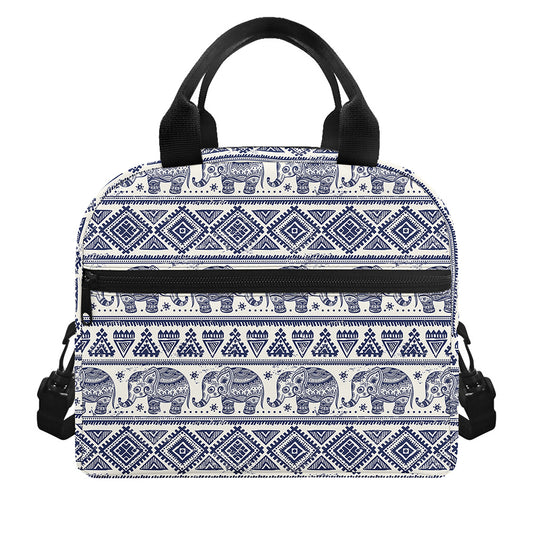 African Tribal Elephant Pattern Print Insulated Lunch Bag