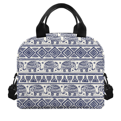 African Tribal Elephant Pattern Print Insulated Lunch Bag