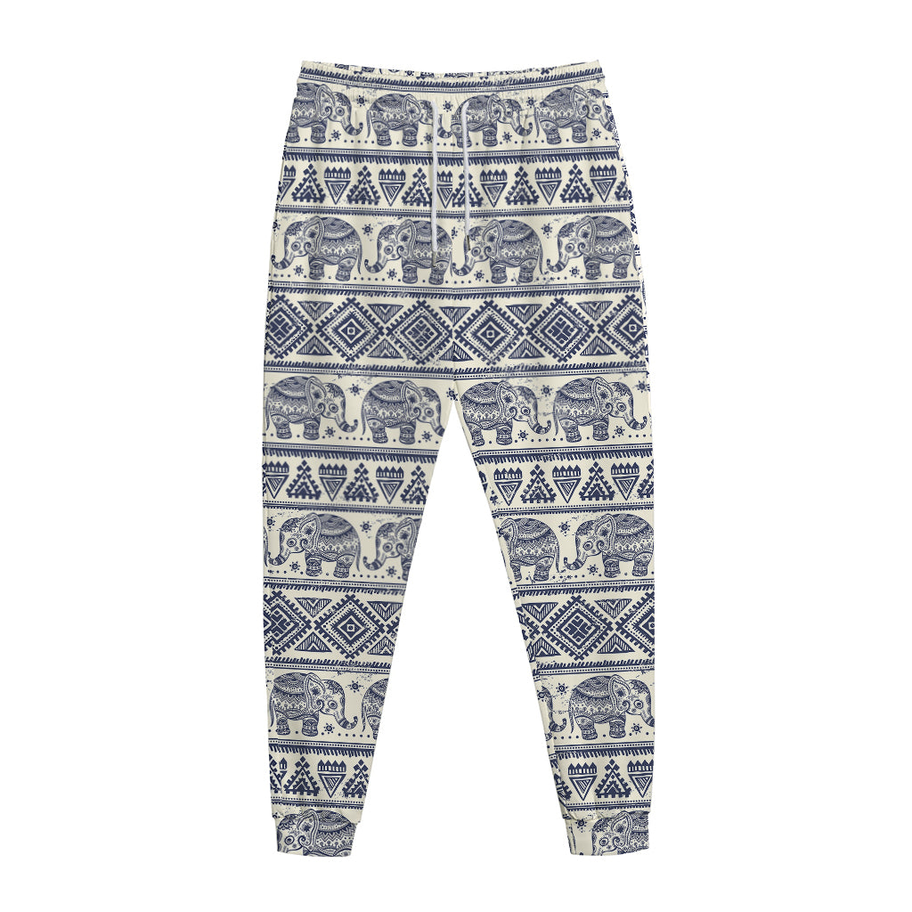 African Tribal Elephant Pattern Print Jogger Pants