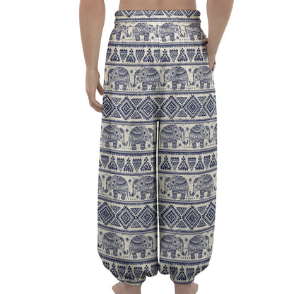 African Tribal Elephant Pattern Print Lantern Pants