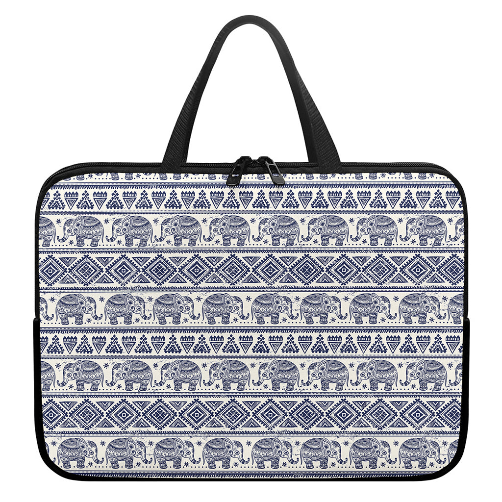 African Tribal Elephant Pattern Print Laptop Sleeve With Handle