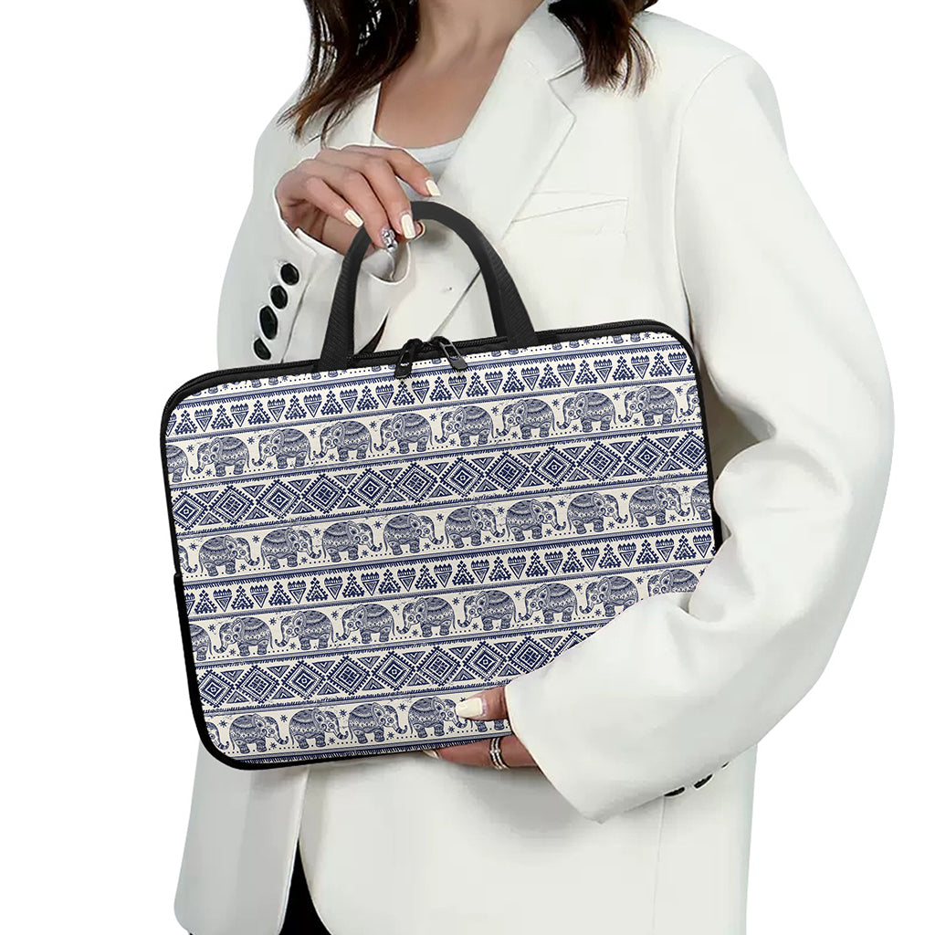 African Tribal Elephant Pattern Print Laptop Sleeve With Handle