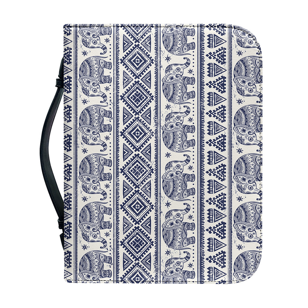 African Tribal Elephant Pattern Print Leather Bible Cover