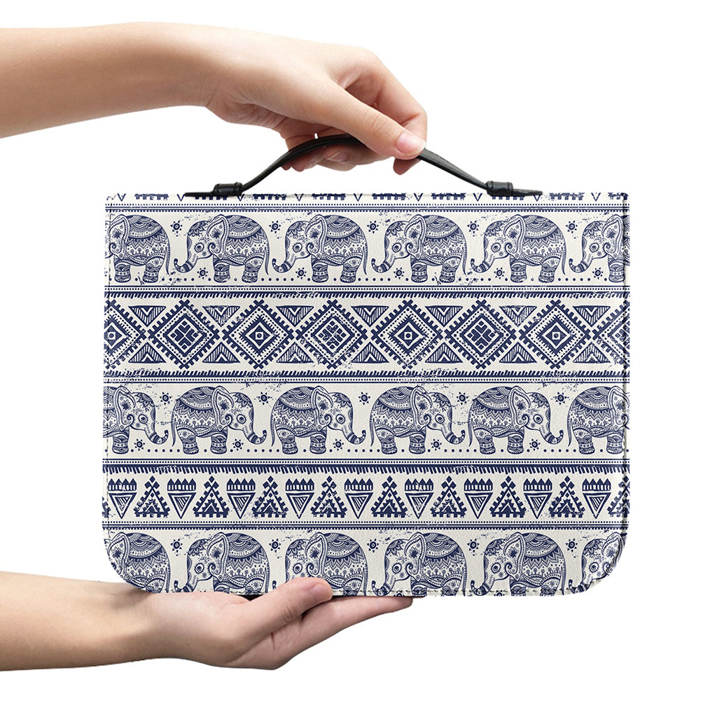 African Tribal Elephant Pattern Print Leather Bible Cover