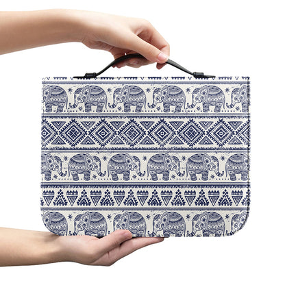 African Tribal Elephant Pattern Print Leather Bible Cover