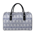 African Tribal Elephant Pattern Print Leather Duffel Bag