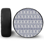 African Tribal Elephant Pattern Print Leather Spare Tire Cover