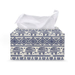 African Tribal Elephant Pattern Print Leather Tissue Box Cover