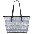 African Tribal Elephant Pattern Print Leather Tote Bag With Zipper