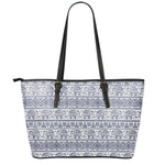 African Tribal Elephant Pattern Print Leather Tote Bag