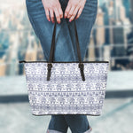 African Tribal Elephant Pattern Print Leather Tote Bag