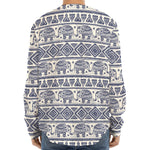 African Tribal Elephant Pattern Print Long Sleeve Baseball Jersey