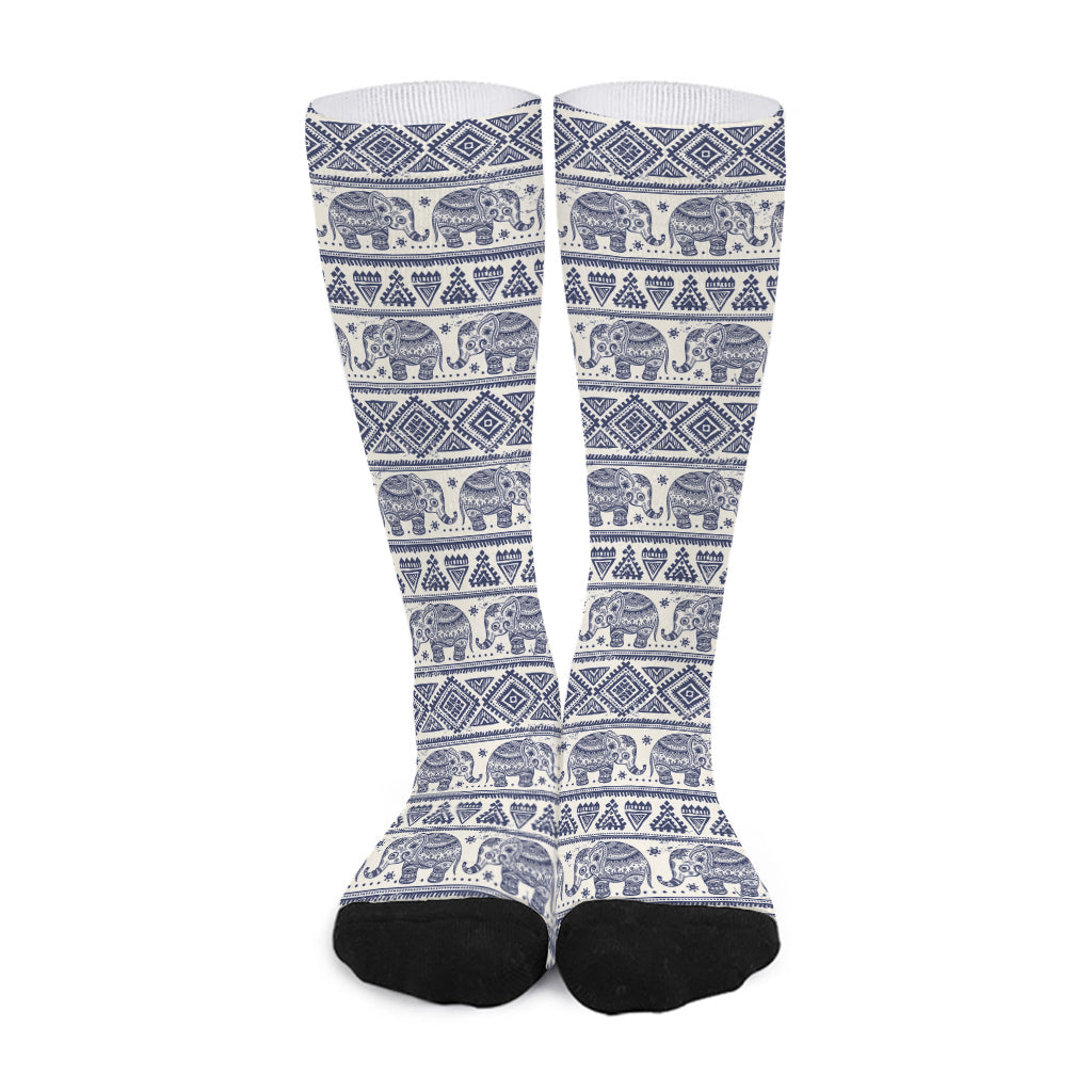 African Tribal Elephant Pattern Print Long Socks