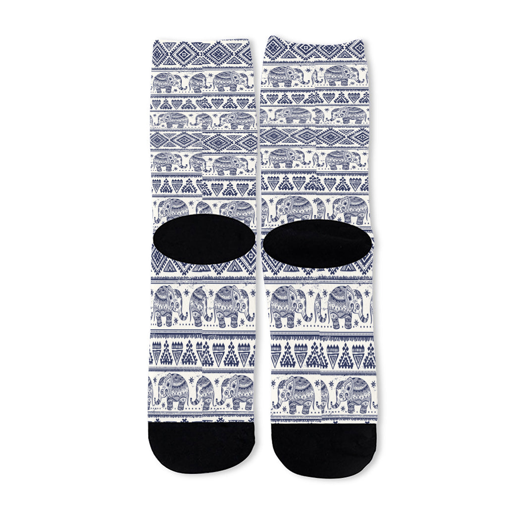 African Tribal Elephant Pattern Print Long Socks