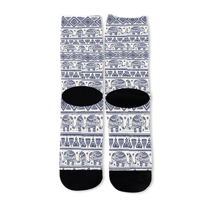 African Tribal Elephant Pattern Print Long Socks