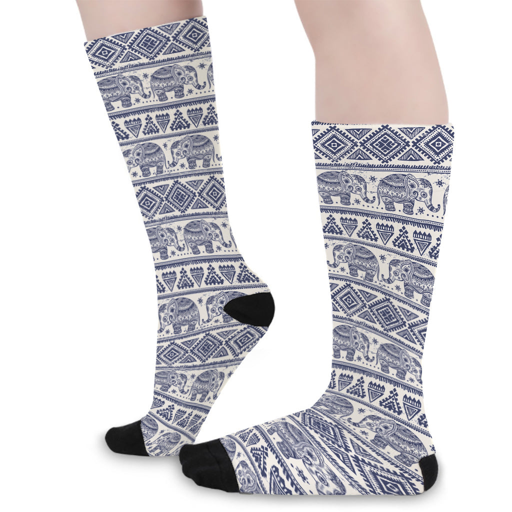 African Tribal Elephant Pattern Print Long Socks