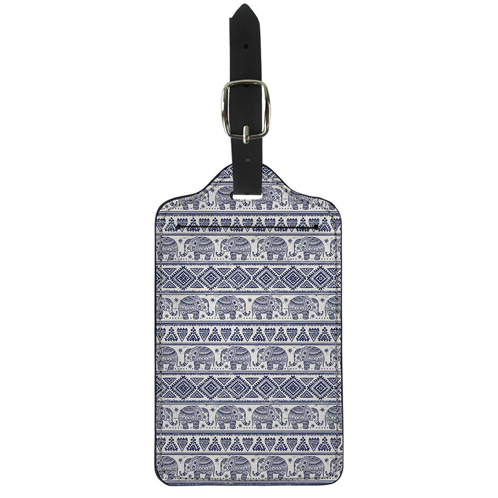 African Tribal Elephant Pattern Print Luggage Tag
