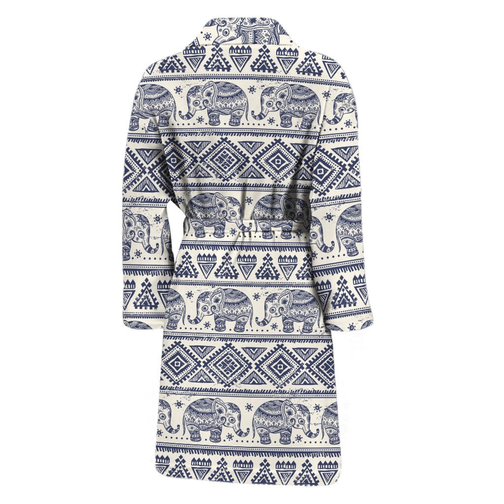 African Tribal Elephant Pattern Print Men's Bathrobe