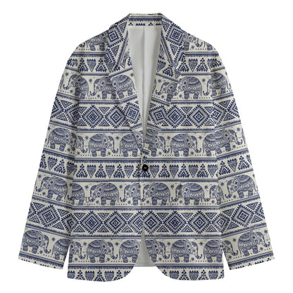 African Tribal Elephant Pattern Print Men's Blazer