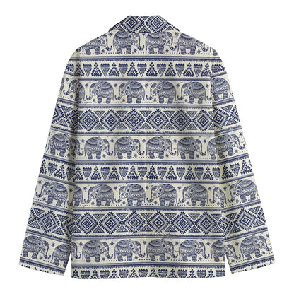 African Tribal Elephant Pattern Print Men's Blazer