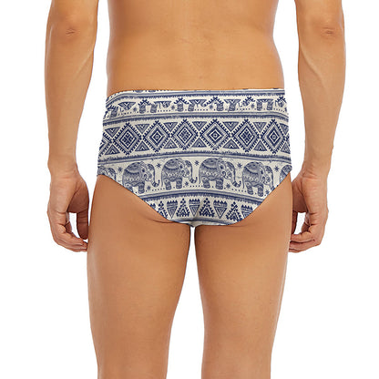 African Tribal Elephant Pattern Print Men's Briefs