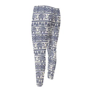 African Tribal Elephant Pattern Print Men's Compression Pants