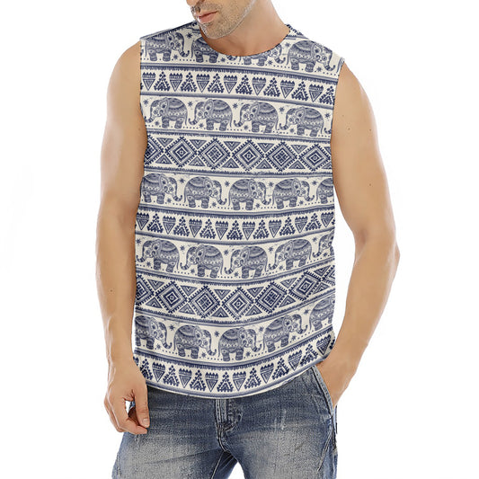 African Tribal Elephant Pattern Print Men's Fitness Tank Top