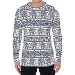 African Tribal Elephant Pattern Print Men's Long Sleeve T-Shirt