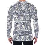 African Tribal Elephant Pattern Print Men's Long Sleeve T-Shirt