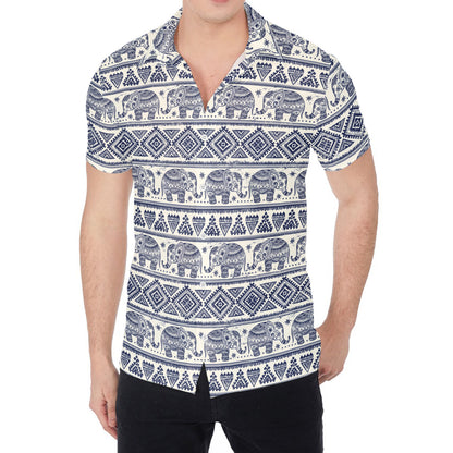 African Tribal Elephant Pattern Print Men's Shirt