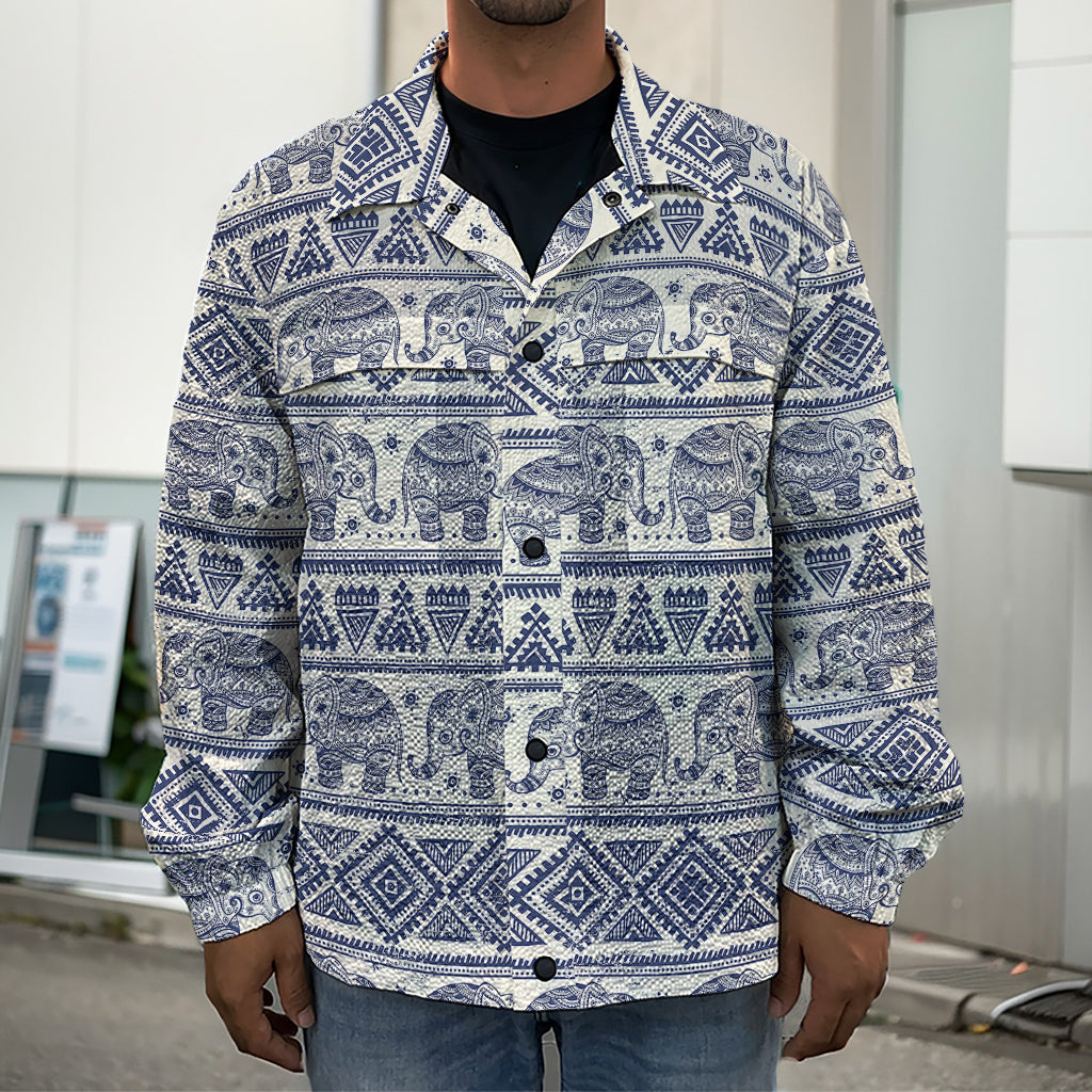 African Tribal Elephant Pattern Print Men's Shirt Jacket