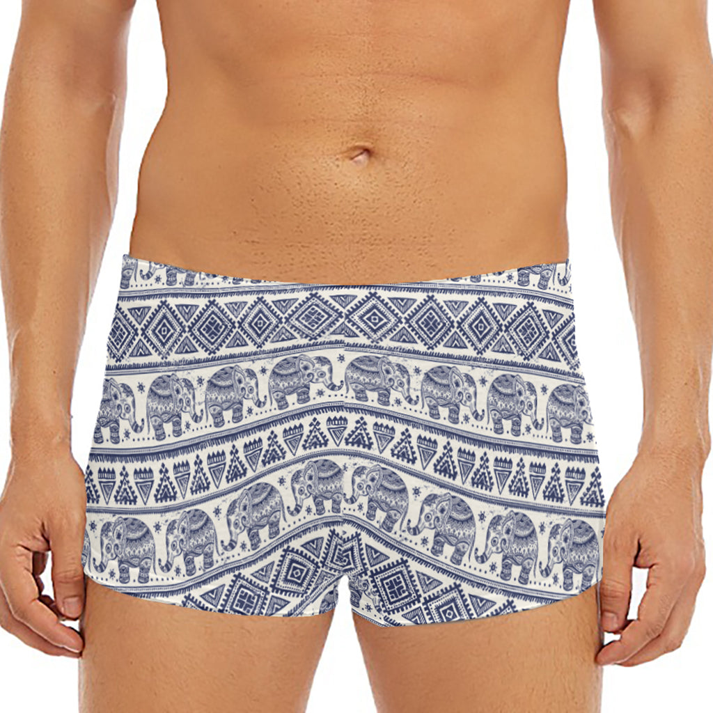 African Tribal Elephant Pattern Print Men's Short Boxer Briefs