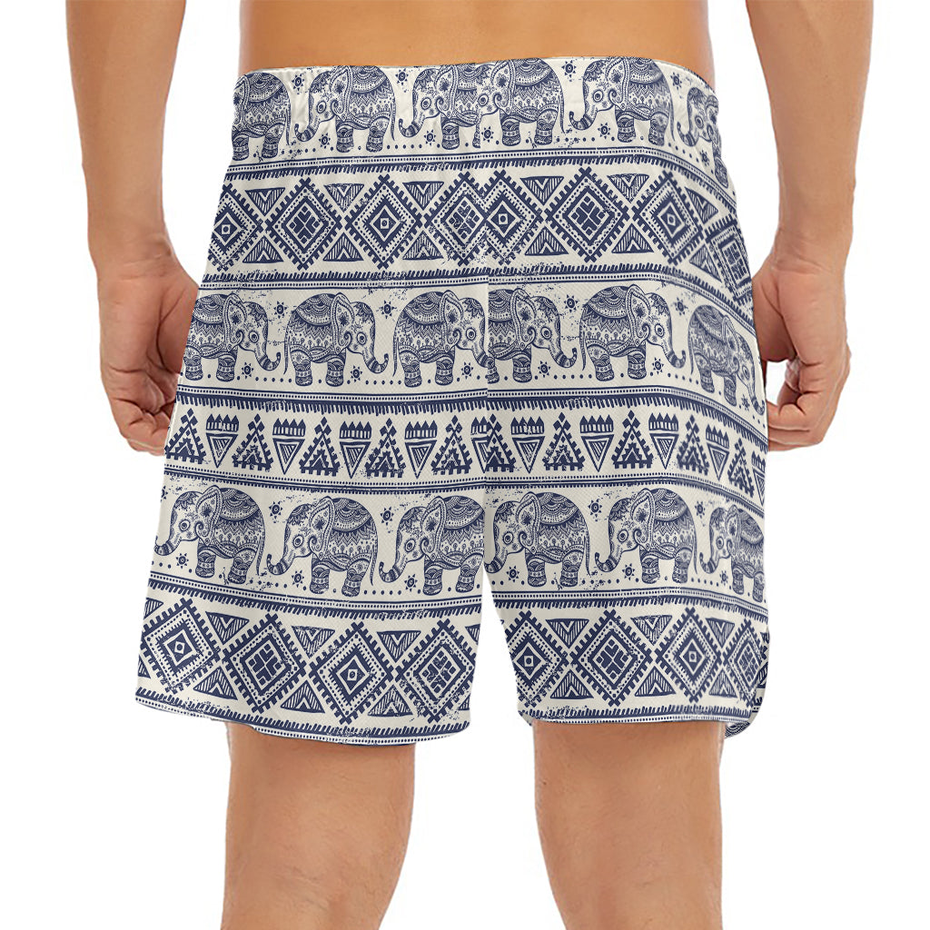 African Tribal Elephant Pattern Print Men's Split Running Shorts