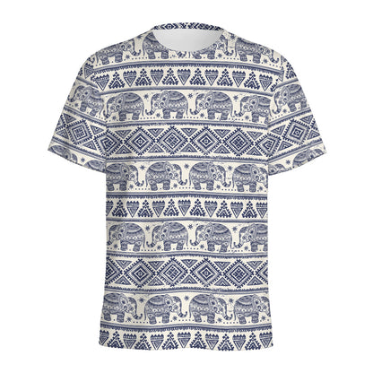 African Tribal Elephant Pattern Print Men's Sports T-Shirt