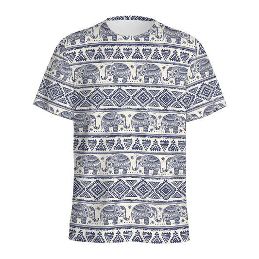 African Tribal Elephant Pattern Print Men's Sports T-Shirt
