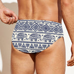 African Tribal Elephant Pattern Print Men's Swim Briefs