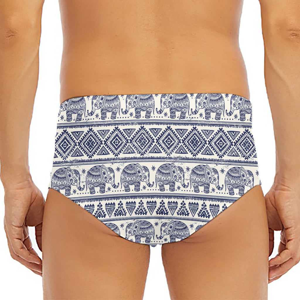 African Tribal Elephant Pattern Print Men's Triangle Swim Briefs