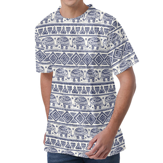 African Tribal Elephant Pattern Print Men's Velvet T-Shirt