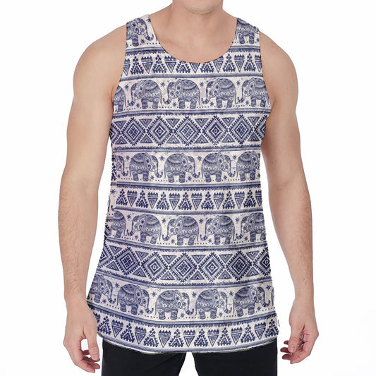 African Tribal Elephant Pattern Print Men's Velvet Tank Top