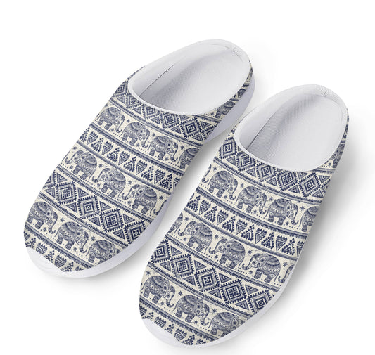 African Tribal Elephant Pattern Print Mesh Casual Shoes