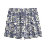 African Tribal Elephant Pattern Print Mesh Shorts