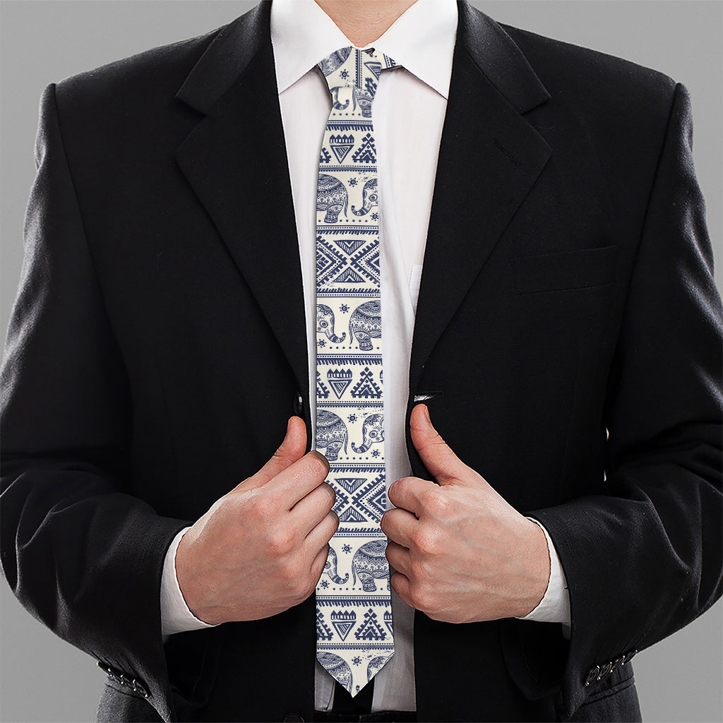 African Tribal Elephant Pattern Print Necktie