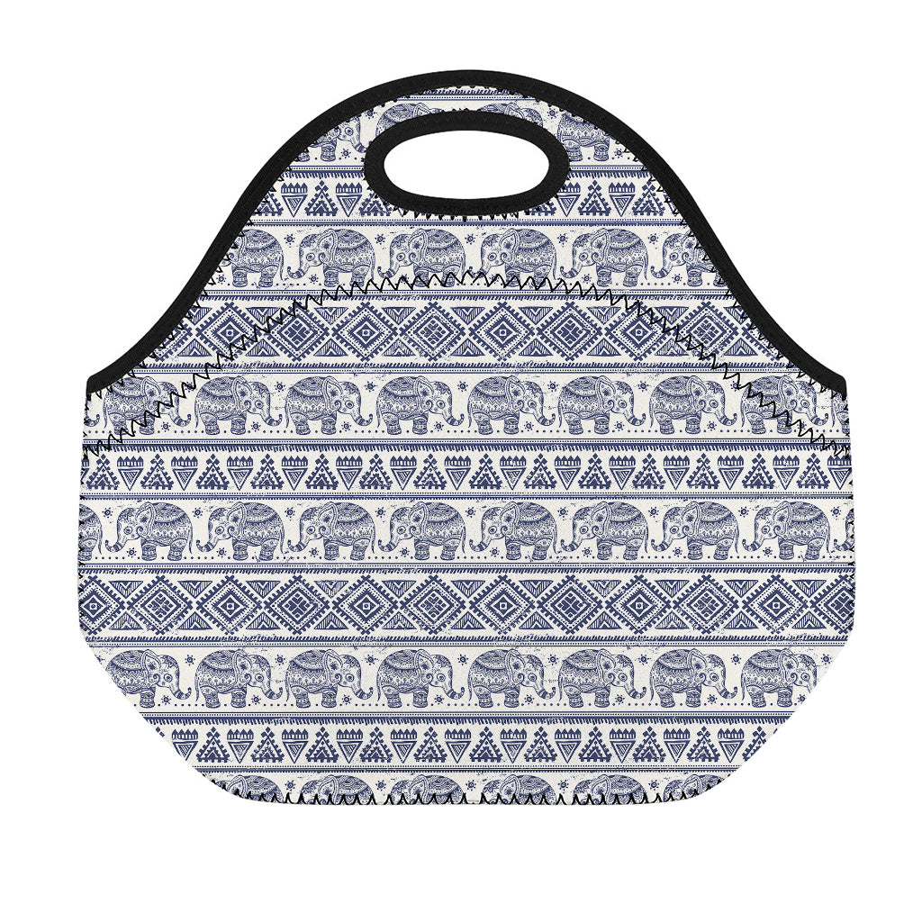 African Tribal Elephant Pattern Print Neoprene Lunch Bag