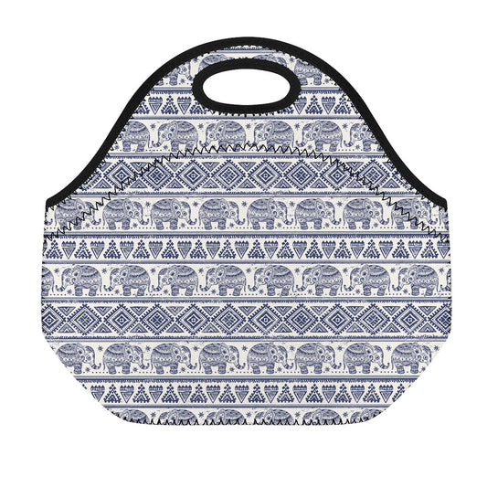 African Tribal Elephant Pattern Print Neoprene Lunch Bag