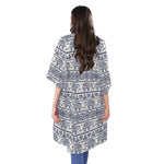 African Tribal Elephant Pattern Print Open Front Beach Cover Up