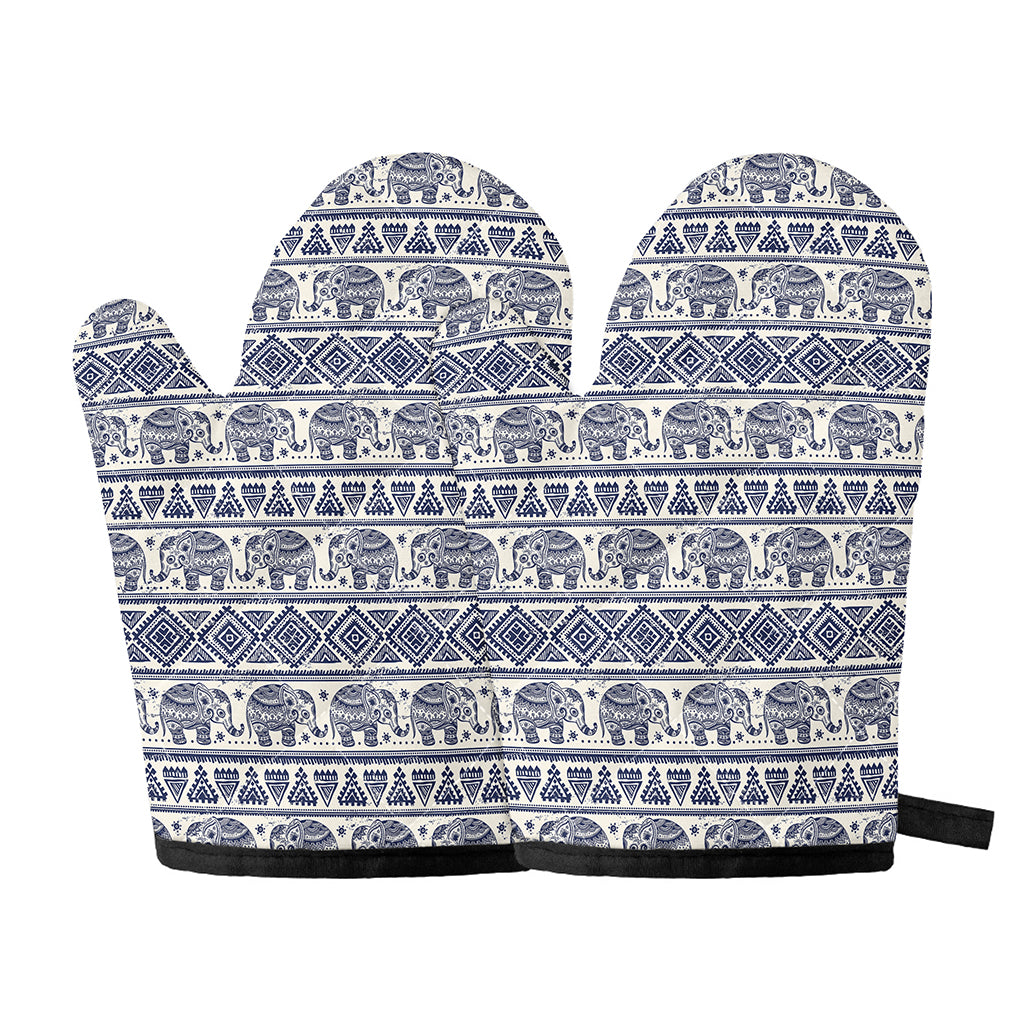 African Tribal Elephant Pattern Print Oven Mitts