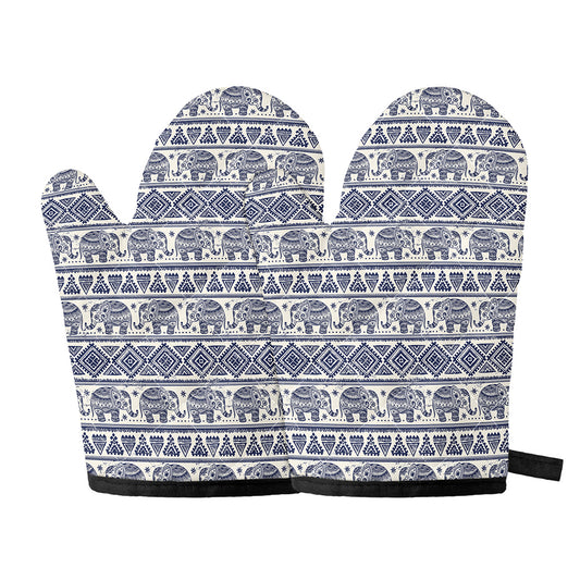 African Tribal Elephant Pattern Print Oven Mitts