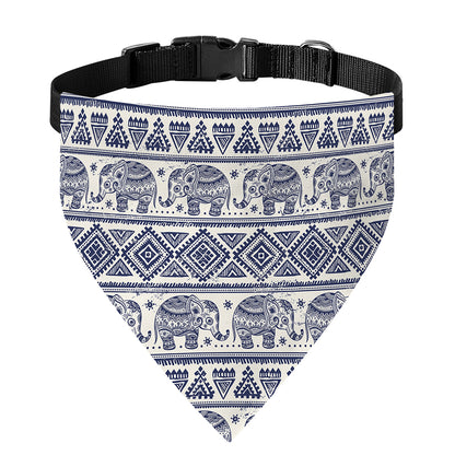 African Tribal Elephant Pattern Print Over The Collar Dog Bandana