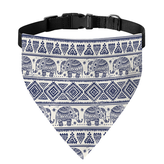 African Tribal Elephant Pattern Print Over The Collar Dog Bandana
