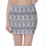 African Tribal Elephant Pattern Print Pencil Mini Skirt